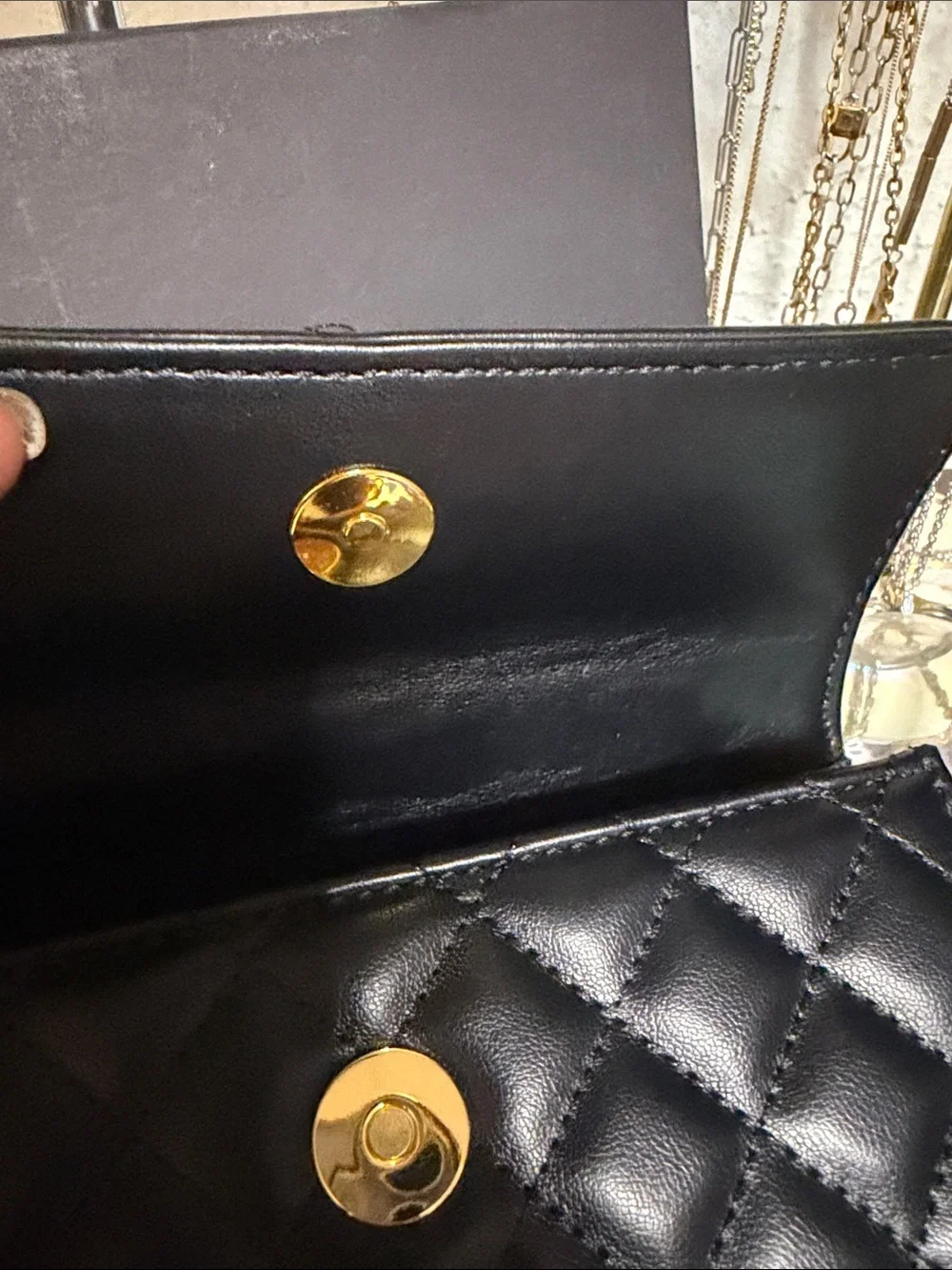 GWP CHANEL / VIP /novelty Black Quilted Mini Chain Top-Handle Bag with Gold CC.